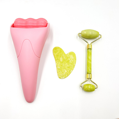 Set Pijat Wajah Jade Roller untuk rambut pertumbuhan kembali perangkat kecantikan dan alami anti penuaan