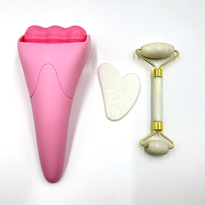 Set Pijat Wajah Jade Roller untuk rambut pertumbuhan kembali perangkat kecantikan dan alami anti penuaan