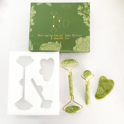 Face Lift Double Side Jade Roller Massager untuk Kecantikan Alam dan Lifting Wajah