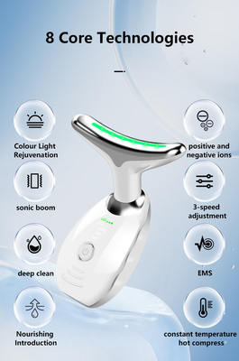 ABS stainless steel Face Neck Lifting Massager dengan LED Therapy dan Plug Type lainnya