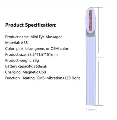 Perawatan Kesehatan Pribadi 155*18.3*23.4 mm Rotasi Mikrokurrent Ems Eye Massager Pen Wand