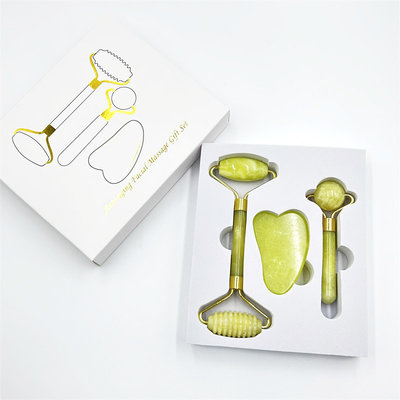 Home Jade Roller dengan Natural Xiuyan Stone Beauty Green Facial Ice Roller dan Custom Box