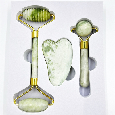 Home Jade Roller dengan Natural Xiuyan Stone Beauty Green Facial Ice Roller dan Custom Box
