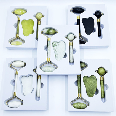 Home Jade Roller dengan Natural Xiuyan Stone Beauty Green Facial Ice Roller dan Custom Box