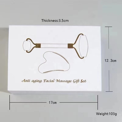 19*16*5Cm Alat Kotak Set Gua Sha Pengangkat Wajah Label Pribadi Rol Giok Mini Genggam 2023