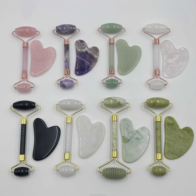 100% Natural Xiuyan Stone Jade Roller Gua Sha Set untuk Lifting Wajah dan Skin Tightening