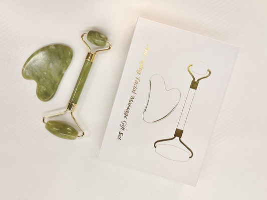 2024 Double Head Xiuyan Stone Jade Roller dan Gua Sha Set untuk perawatan kulit Waterproof Ya