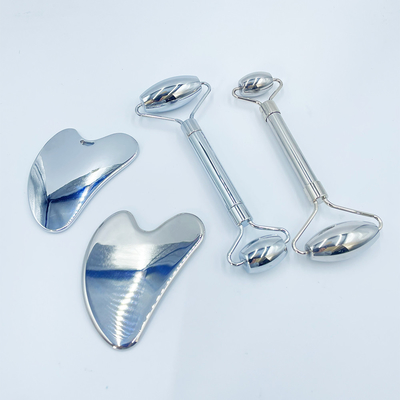 Wajah Perawatan Kesehatan Pijat Roller 304 Stainless Steel Gua Sha Board Scraping Custom Logo