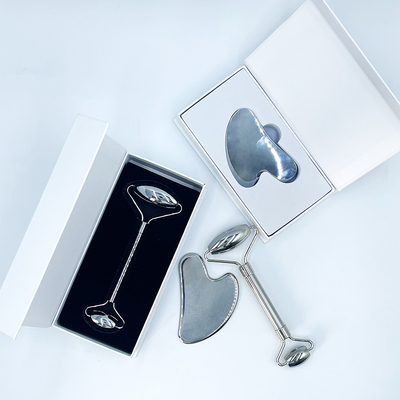 Pijat wajah leher tubuh dengan stainless steel Gua Sha 304 Steel Board Scraping Massager
