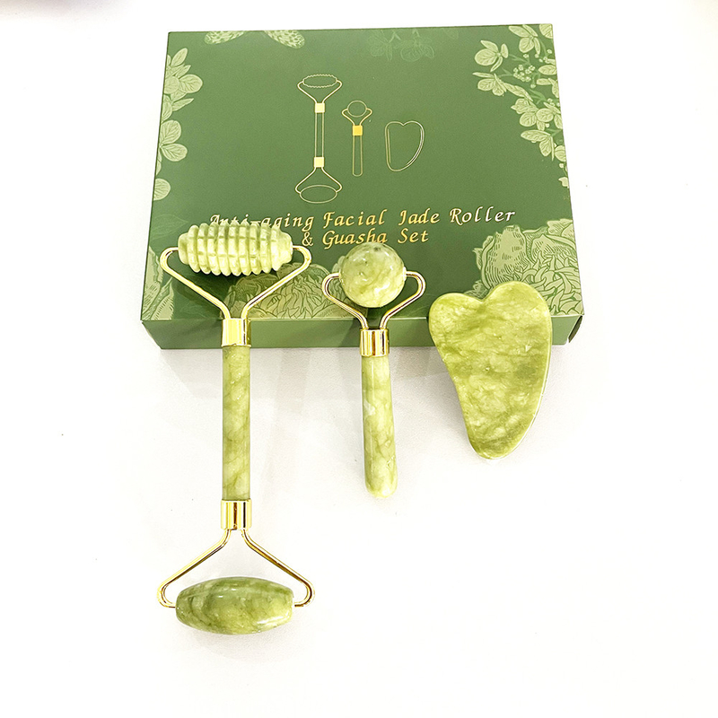 Face Lift Double Side Jade Roller Massager untuk Kecantikan Alam dan Lifting Wajah