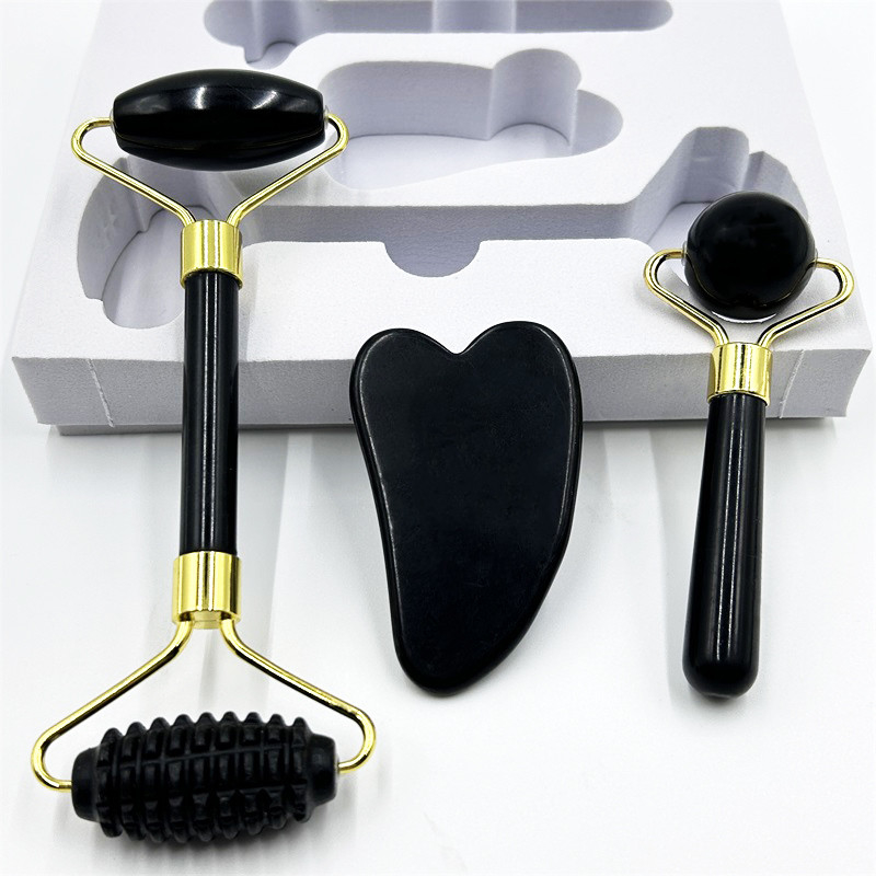 Home Jade Roller dengan Natural Xiuyan Stone Beauty Green Facial Ice Roller dan Custom Box