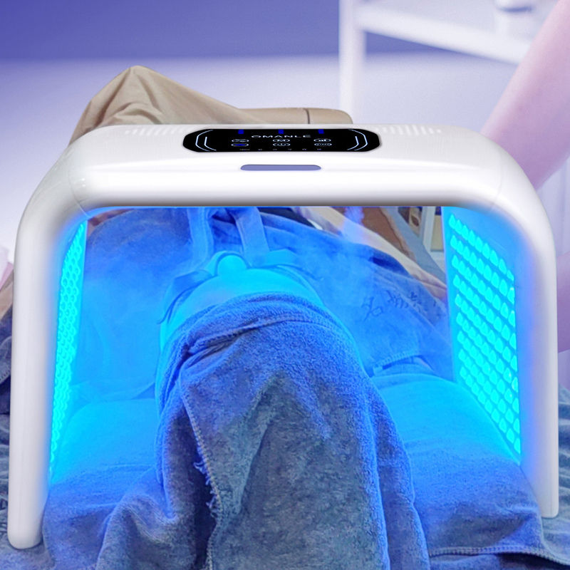 45W STANDING LED Face Mask Light Therapy untuk Penghapusan Kerutan Jerawat 7 Warna Cahaya Merah