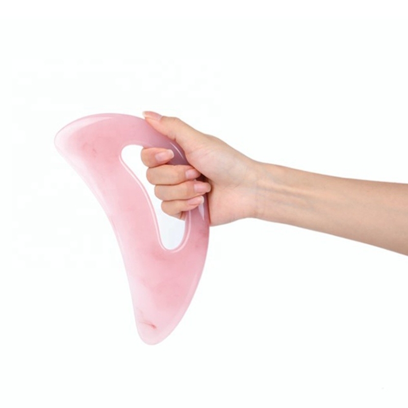 Portable Neck Massager Heart Shape Green Jade Guasha Pad dengan Resin Beeswax Material