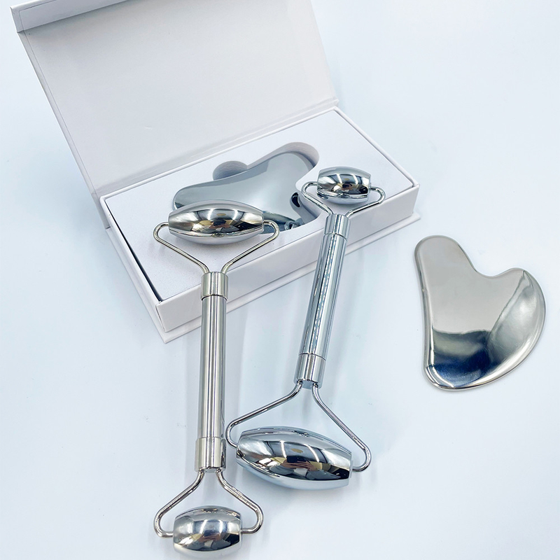 Pijat wajah leher tubuh dengan stainless steel Gua Sha 304 Steel Board Scraping Massager